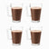 Clear Glass Mugs Set of 4 230ml, four clear glass mugs filled with hot chocolate in 2 rows