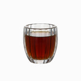 Double Wall Glass Cup - ribbed insulated glass with tea