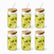 Glass Cups with Bamboo Lids & Straws set of 6, 550ml, filled with mint lemonade