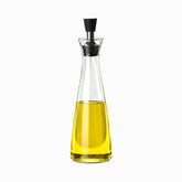 500ml tall glass oil dispenser bottle filled with olive oil and black stopper
