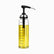 Clear glass pump dispenser with olive oil, black press pump, steel spout and marks up to 450ml