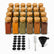 24 square glass spice jars with bamboo lids, chalkboard labels, chalk marker, cleaning brush and funnel