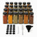 Glass Spice Jar Set 120ml - 24 square jars with black lids, chalkboard labels, chalk marker, cleaning brush and funnel
