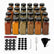 24 glass spice jars with black lids, black round Arabic and English spice labels, blank labels and accessories