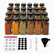 24 glass spice jars with black lids, clear Arabic and English spice labels, blank labels and accessories