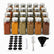 24 square glass spice jars with silver metal lids, chalkboard labels, chalk marker, cleaning brush and funnel