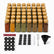 48 glass spice jars with bamboo lids, black round Arabic and English spice labels, blank labels and accessories
