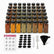 48 glass spice jars with black lids, clear Arabic and English spice labels, blank labels and accessories