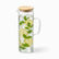 1.5L tall glass water jug with bamboo lid filled with lemon slices, mint and ice