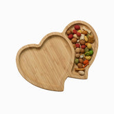 Heart-Shaped Bamboo Serving Tray - double heart tray with nuts