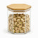 Hexagonal glass jar with bamboo lid, 10x10cm, filled with pistachios