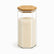 Tall hexagonal glass jar with bamboo lid, 10x20cm, filled with white rice