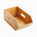 Large long bamboo organizer bin with slanted front and oval cut-out side handles