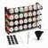 Black metal 4-tier spice rack with 28 glass jars with silver lids, blank chalkboard labels, chalk marker, brush and funnel