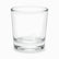 Close-up of a mini clear glass cup with straight sides and thick base