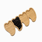Multi-Heart Bamboo Serving Tray - 4-section heart tray with raisins