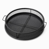 Non-Stick Mesh Air Fryer Basket with Tray in black, round basket with side handles
