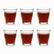 Paneled Tea Glasses Set of 6 95ml, six clear paneled glasses filled with red tea in 2 rows