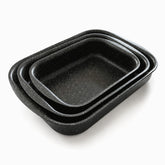 Phoenix black granite baking pans set of 3 nested, rectangular with rounded corners and grip ends