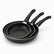 Phoenix black granite frying pans set of 3 nested with speckled handles and steel rims