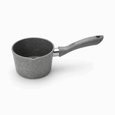 Phoenix grey granite saucepan 12cm with pouring spout, chrome connector and speckled handle