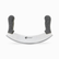 Stainless steel curved pizza cutter with two grey speckled granite handles and Phoenix logo on the blade