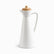 White glossy porcelain oil dispenser 700ml with pouring spout, handle and bamboo lid