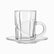 Ribbed glass tea cup with handle and saucer, single cup