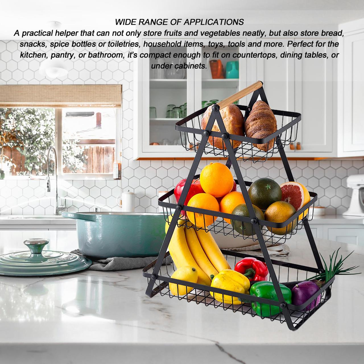 Black Triangle Shaped Fruit Basket| 2 Tiers | 3 Tiers