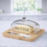 Bamboo Butter Dish with Glass Dome - view 2