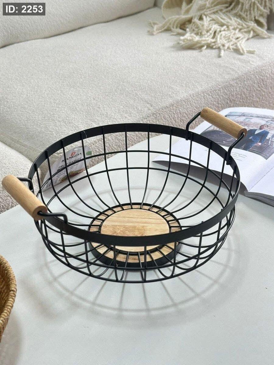 Iron Basket With Bamboo Handles