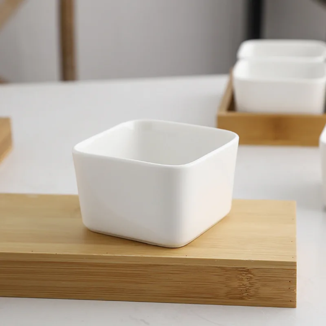 Serving Tray with 6 Ceramic Cups