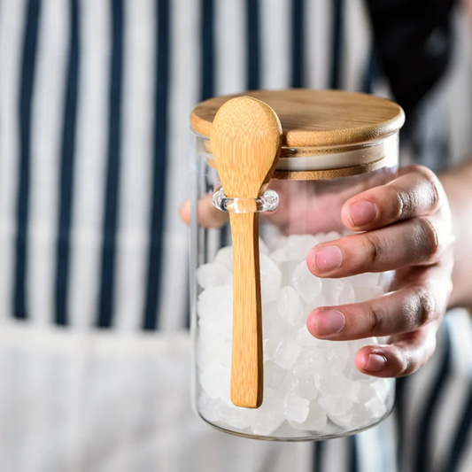 Glass Jar with Bamboo Spoon