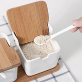 Porcelain Canister Set with Bamboo Tray - view 8
