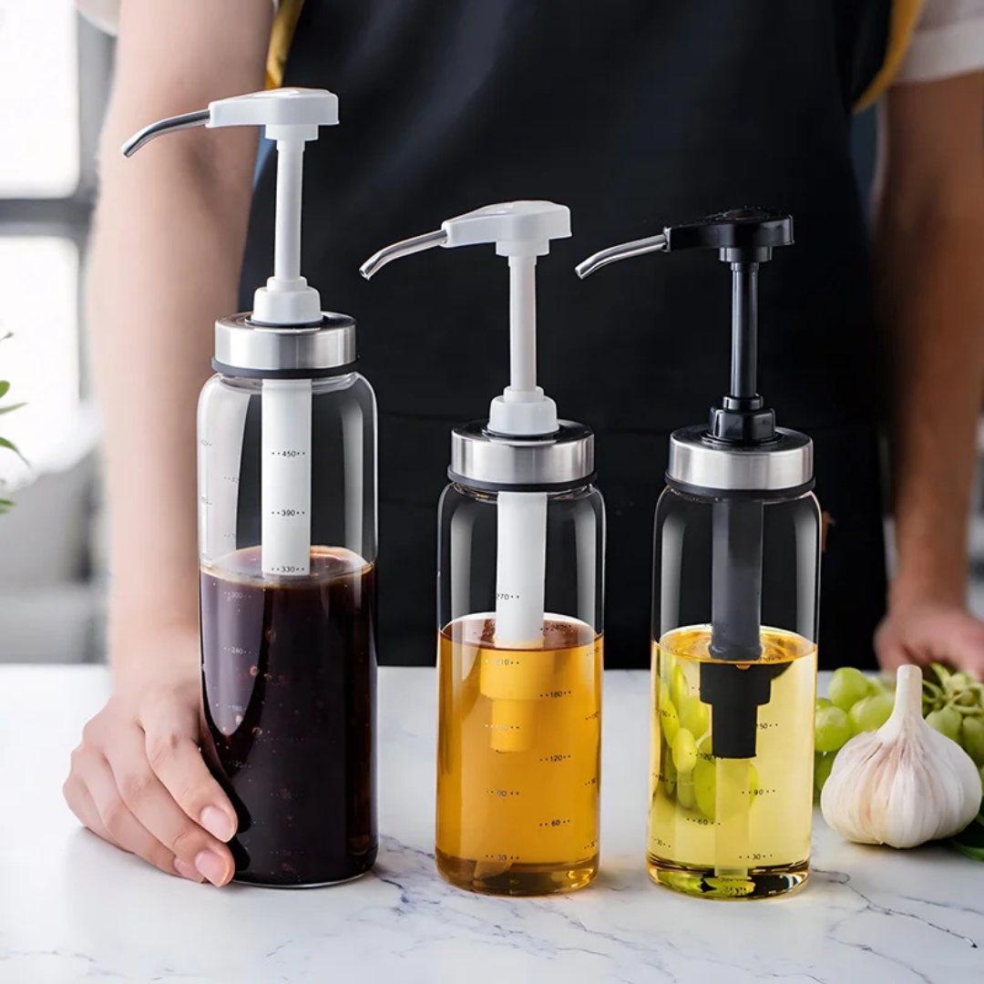 Sauce/Dressing/Oil Glass Press Dispenser