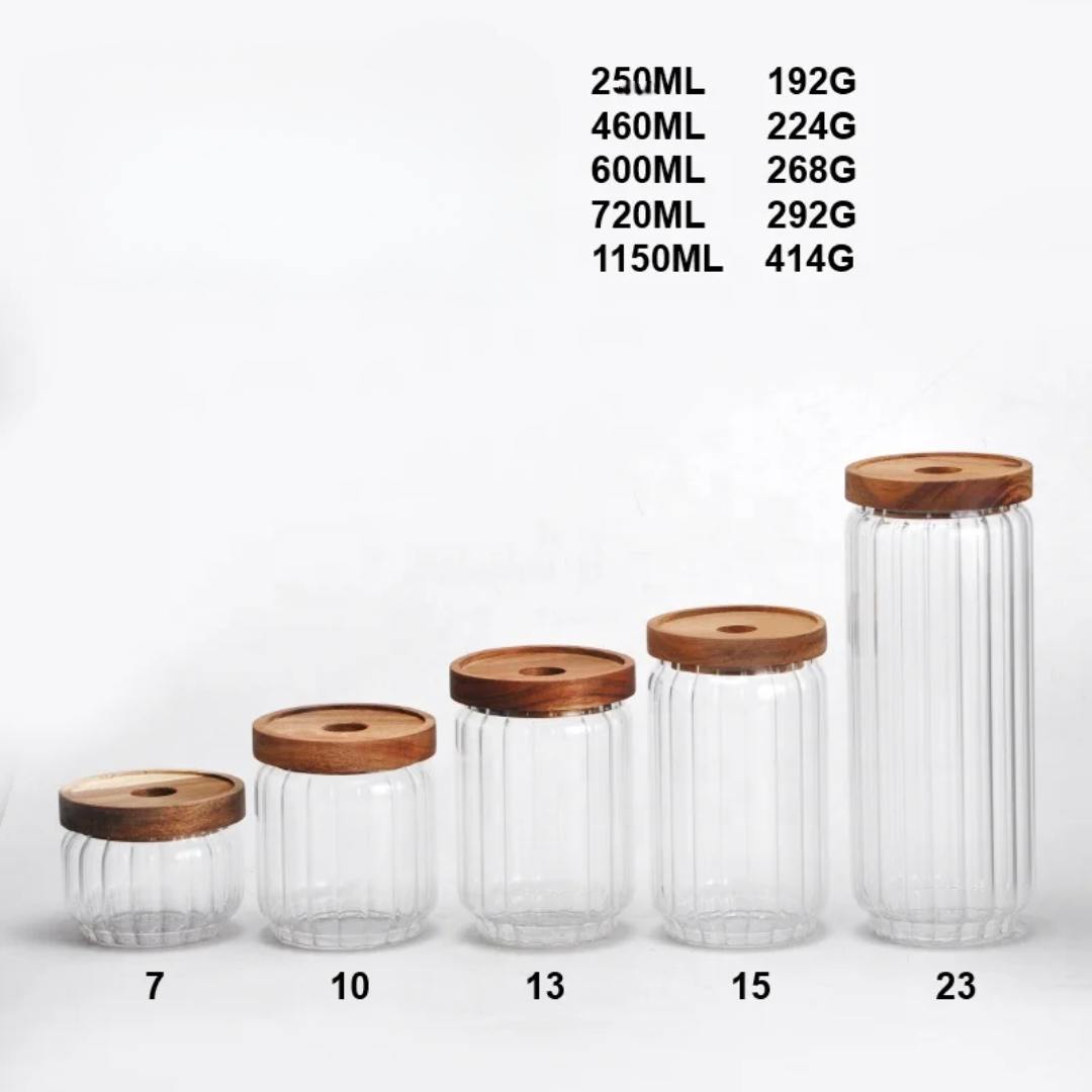 5 Glass Food Storage Containers | Burned Wood Lid