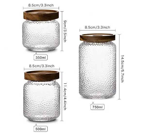 3 Pieces | Acacia Wood Glass Jars