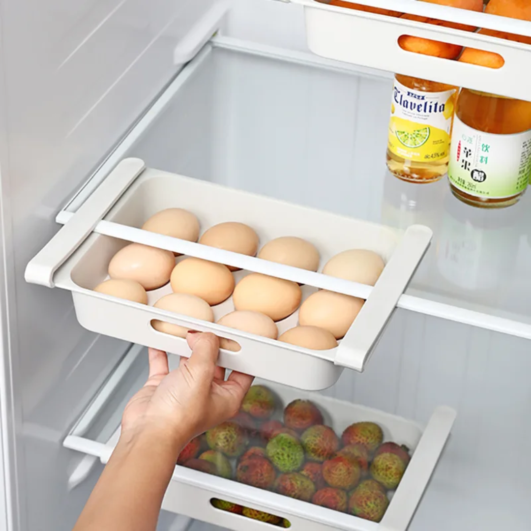 Retractable Egg Fridge Drawer |Multi Use| Plastic| White Color