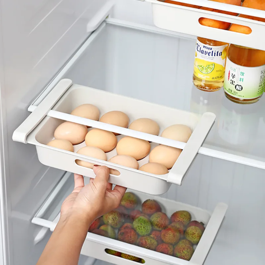 Retractable Egg Fridge Drawer |Multi Use| Plastic| White Color