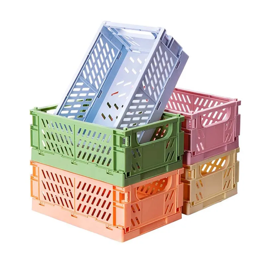 Set of 3 Stackable Mini Crates | Multi Random Color | Multi Use