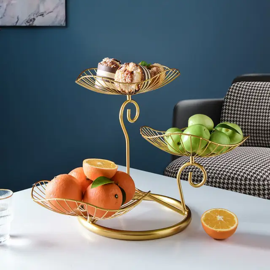 3-Tier Gold Metal Fruit Stand