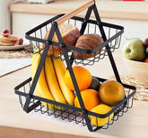 Black Triangle Metal Fruit Basket Stand - view 2