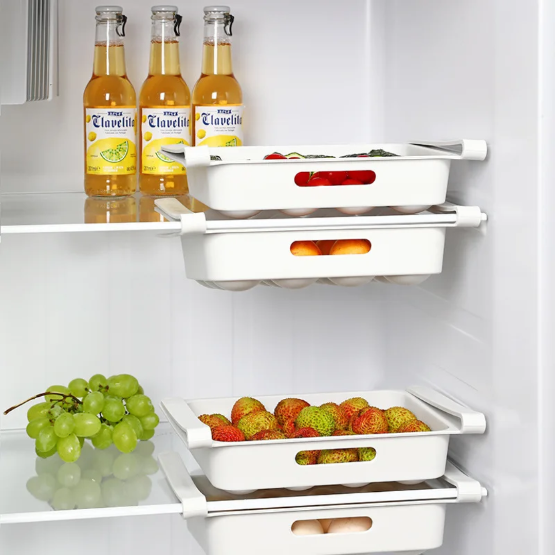 Retractable Egg Fridge Drawer |Multi Use| Plastic| White Color
