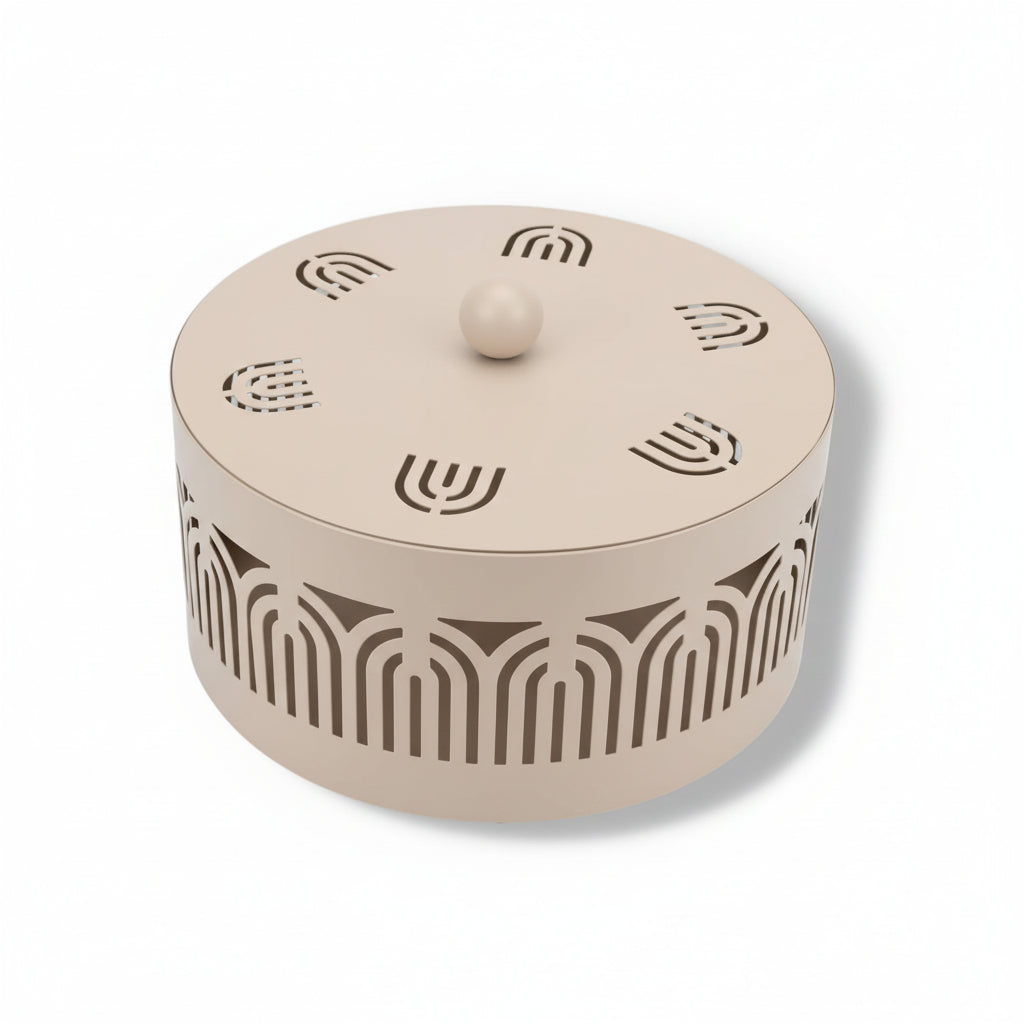 Iron Serving Bowl with Lid – Beige Finish| Diameter 20cm