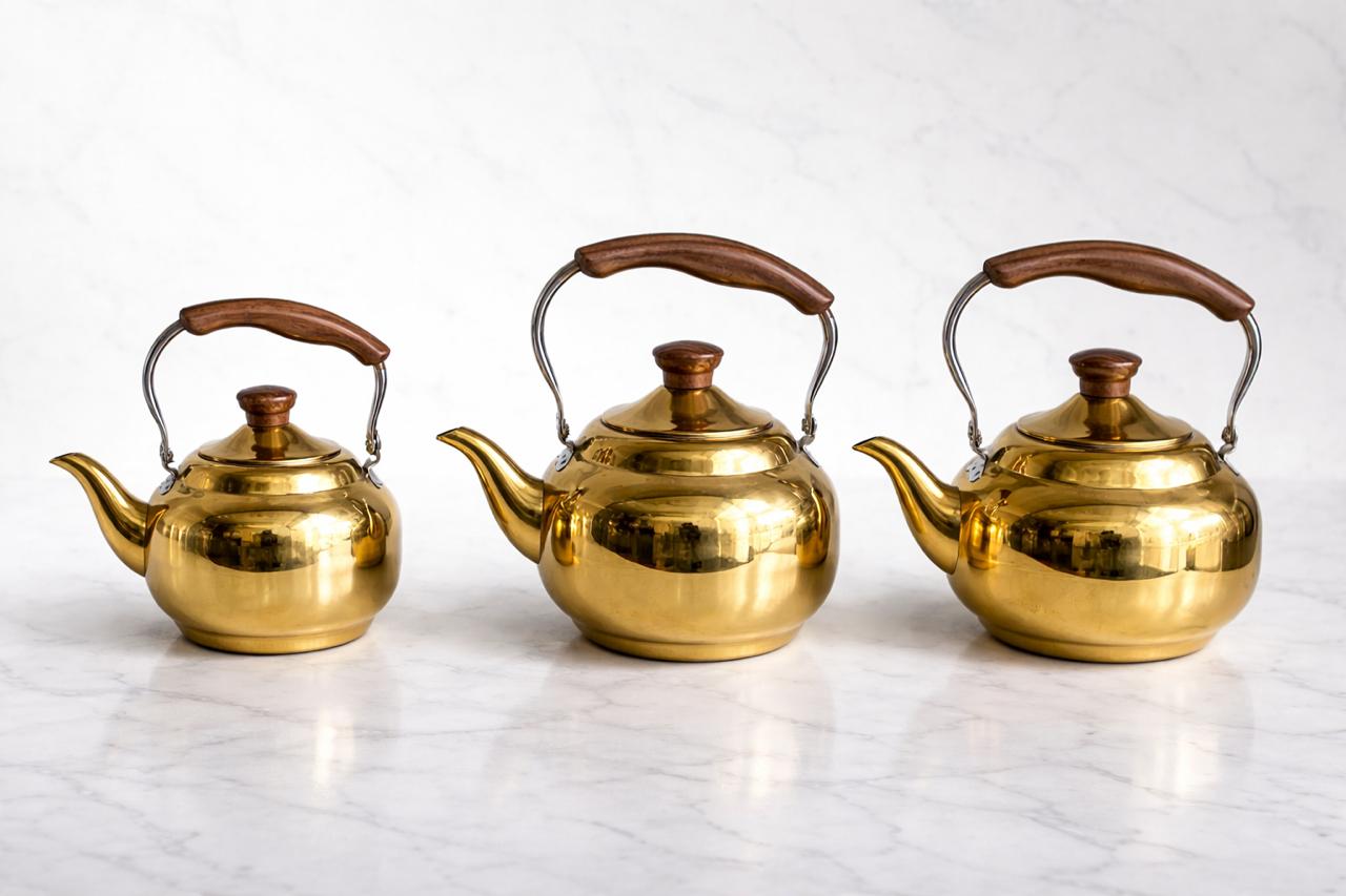 Stainless Steel Teapot | Gold Color | Black Color