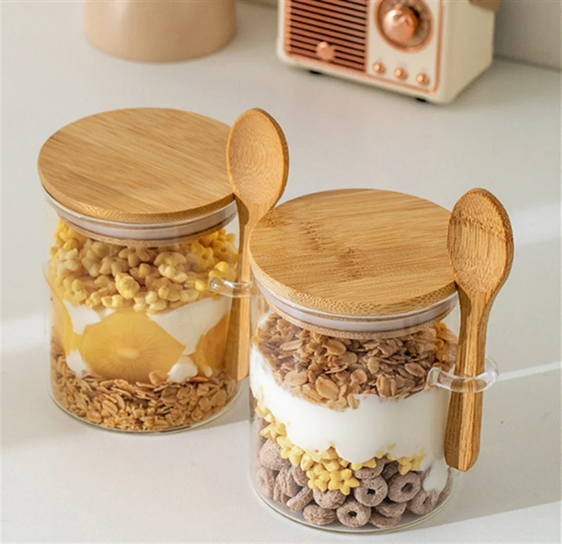 Glass Jar with Bamboo Spoon