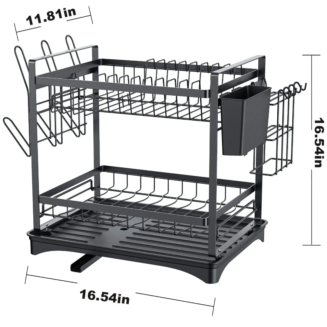 2 tiers dishrack with drainer
