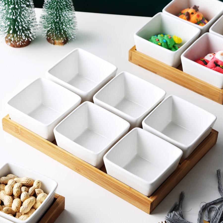 Serving Tray with 6 Ceramic Cups