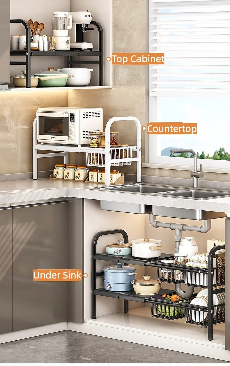 Under-Sink 3-Tier Multi-Purpose Kitchen Storage Rack