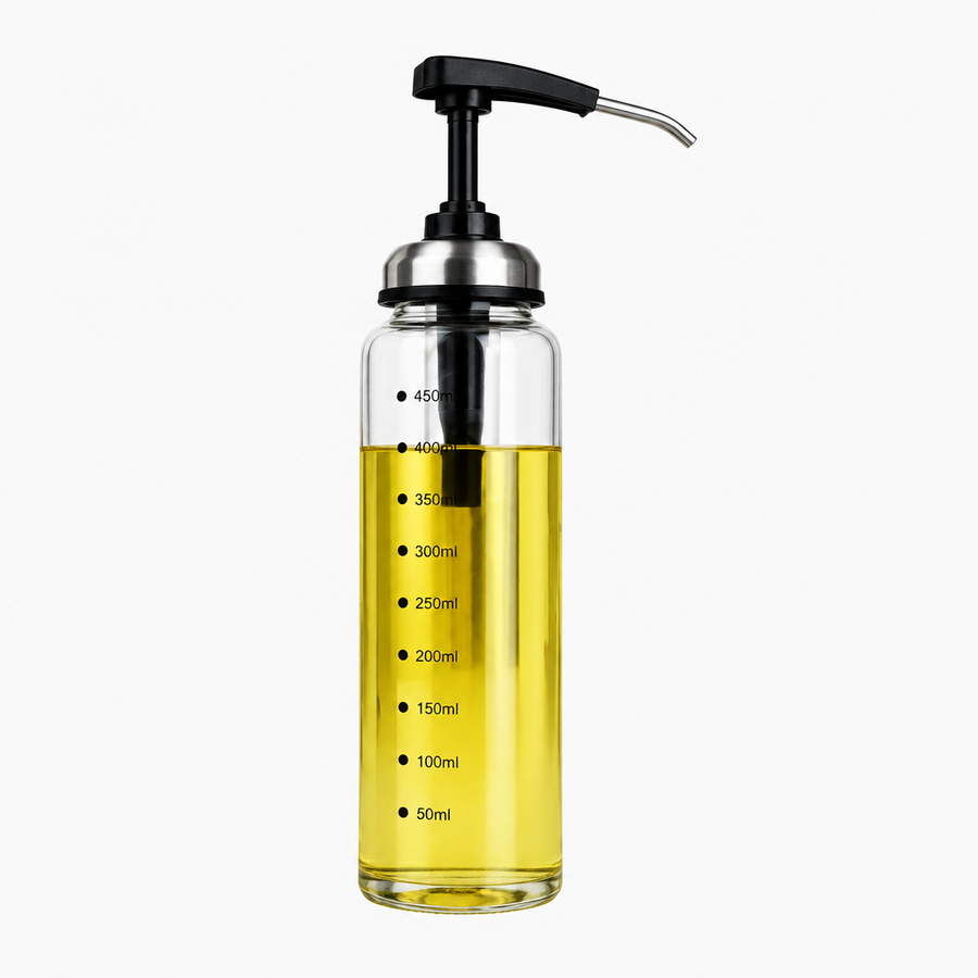 Glass Press Dispenser for Oil, Sauce & Dressing